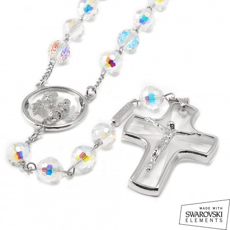 Chapelet de Lourdes en cristal Swarovski et Argent