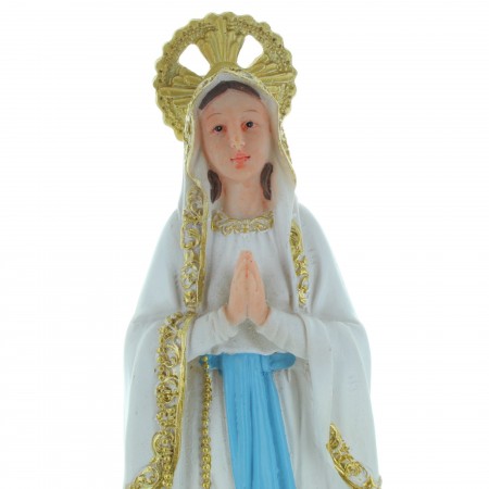 Statua della Vergine Maria con un'aureola in resina colorata 31cm