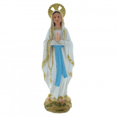 Statue de la Vierge Marie avec une auréole en résine colorée 31cm