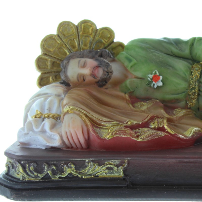 Statua San Giuseppe Dormiente resina colorata 12cm