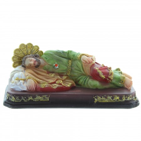 Statue de Saint Joseph qui dort en résine colorée 12cm