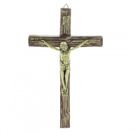 Grooved crucifix in resin with a bronze effect Christ 20cm