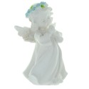 Angel Statue standing with a wreath of coloured roses 13cm