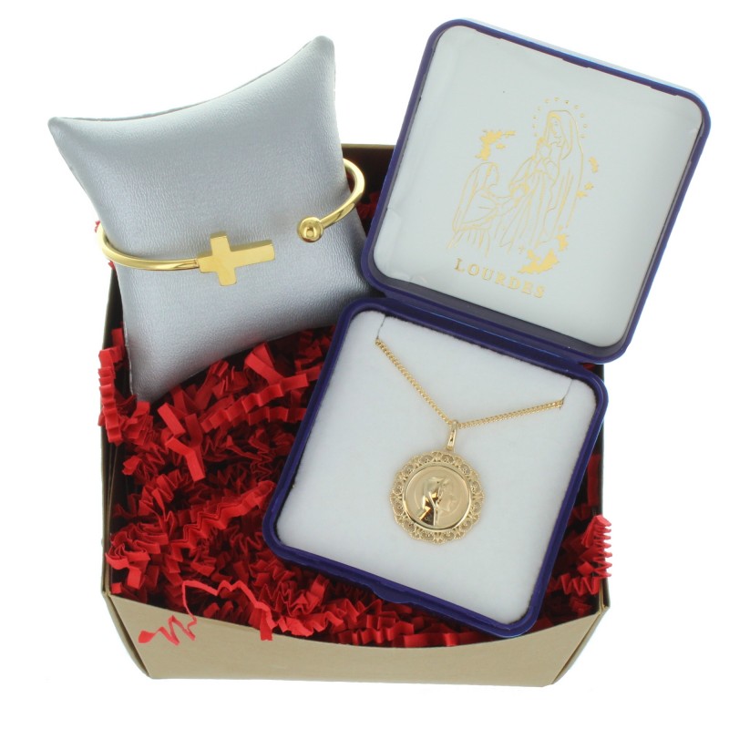 Catholic Christmas gift box, My Lourdes Gold Plated Jewellery