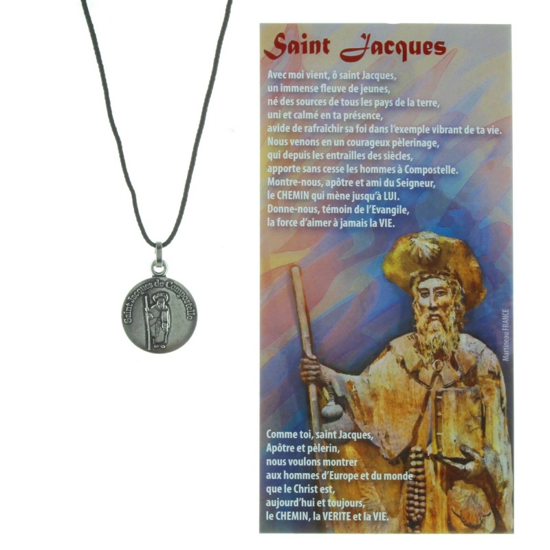 Collier de Saint Jacques en corde avec sa prière