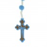 Chapelet de Lourdes en corde avec grains en bois bleu