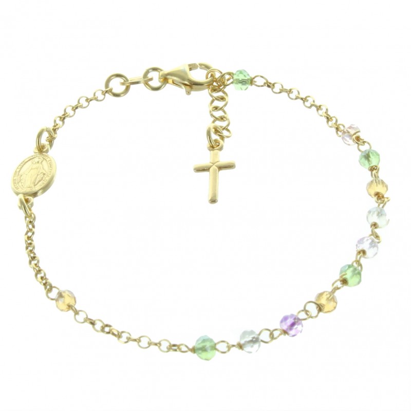 Bracelet de la Vierge Miraculeuse en Argent doré avec des perles Swarovski