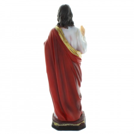 Statue du Sacré Coeur de Jésus en résine colorée 30cm