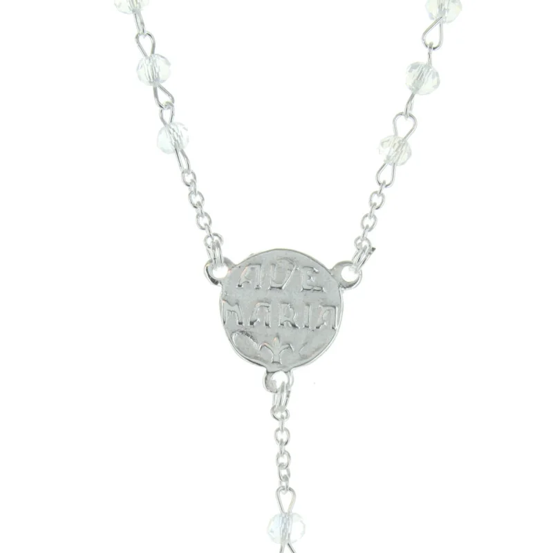Lourdes Silver Rosary with 3mm Crystal Beads