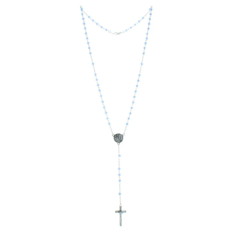 Chapelet de Lourdes en Argent avec des grains en Cristal 3mm Chapelet de Lourdes en Argent avec des grains en Cristal 3mm