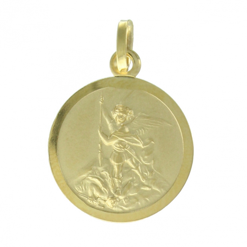 Pendentif Médaille Or Massif 18K & Nacre Ange 16 mm