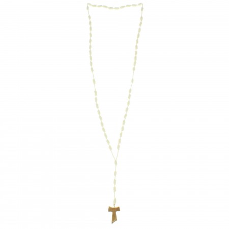 Chapelet en corde avec une croix de Tau en bois