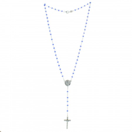 Lourdes Silver Rosary with 3mm Crystal Beads