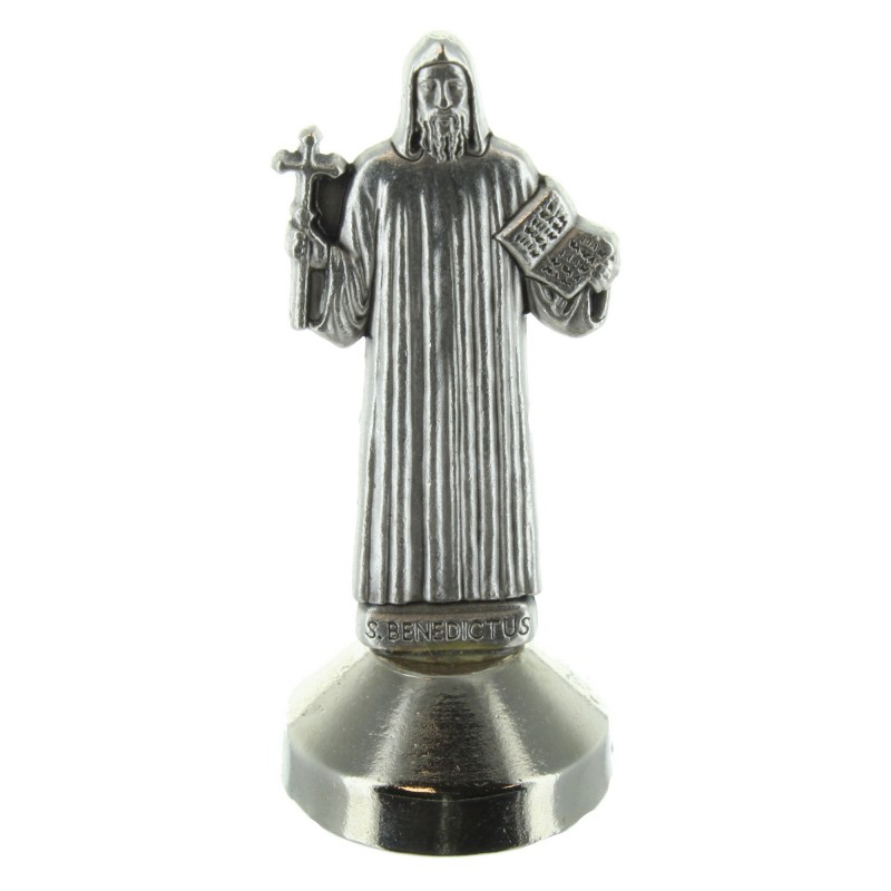 Statua in metallo di San Benedetto su base magnetica 5cm