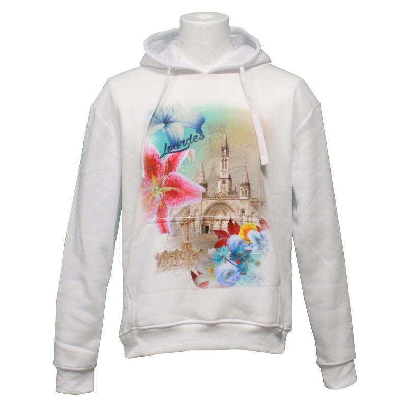 White Lourdes sweat shirt with orchids