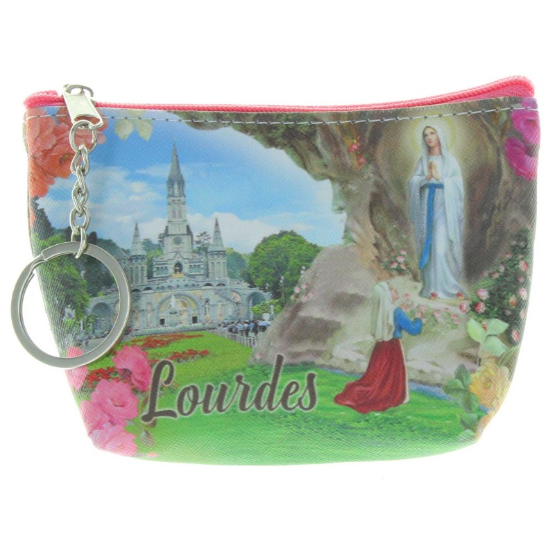 Porte monnaie de l'Apparition de Lourdes avec un porte clés Porte monnaie de l'Apparition de Lourdes avec un porte clés