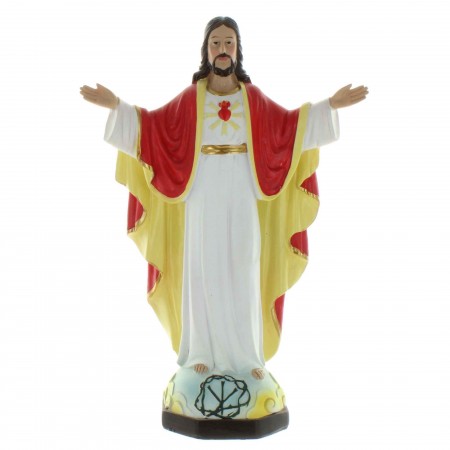 Statue du Christ Redempteur en résine colorée 30cm