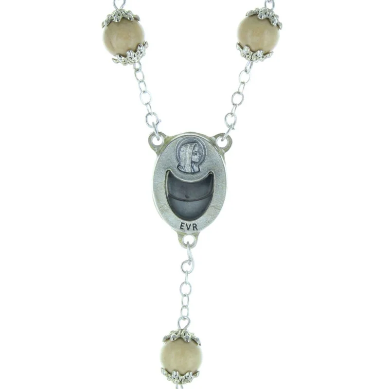 Lourdes water rosary with fancy wood grain 10mm
