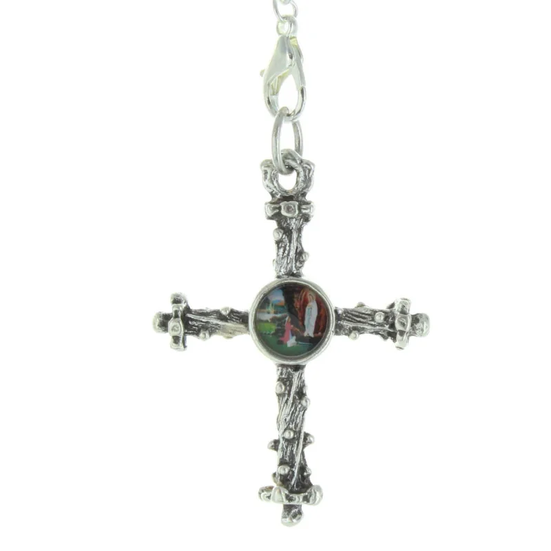 Lourdes water rosary with fancy wood grain 10mm