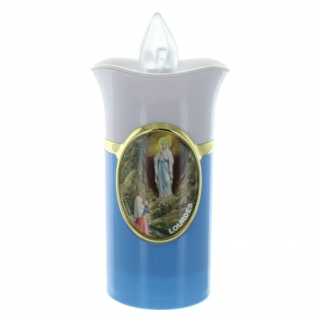 Bougie votive de Lourdes électrique avec des piles 14cm