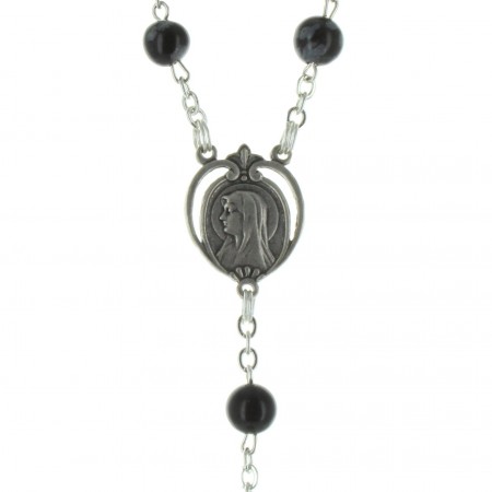 Lourdes rosary in Obsidian stone