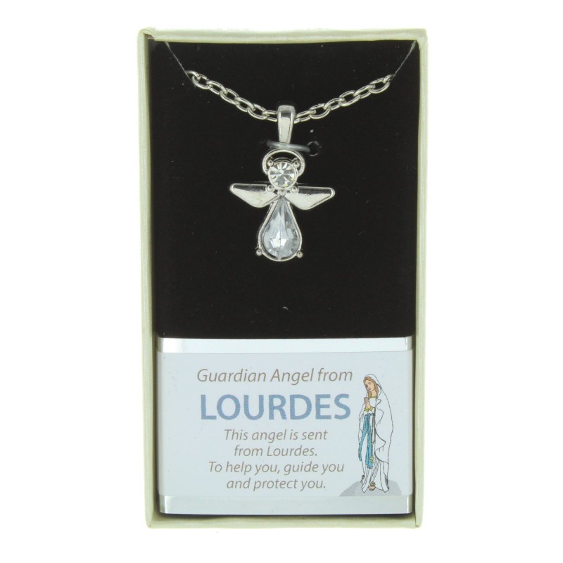 Silver plated Necklace with a crystal style angel pendant