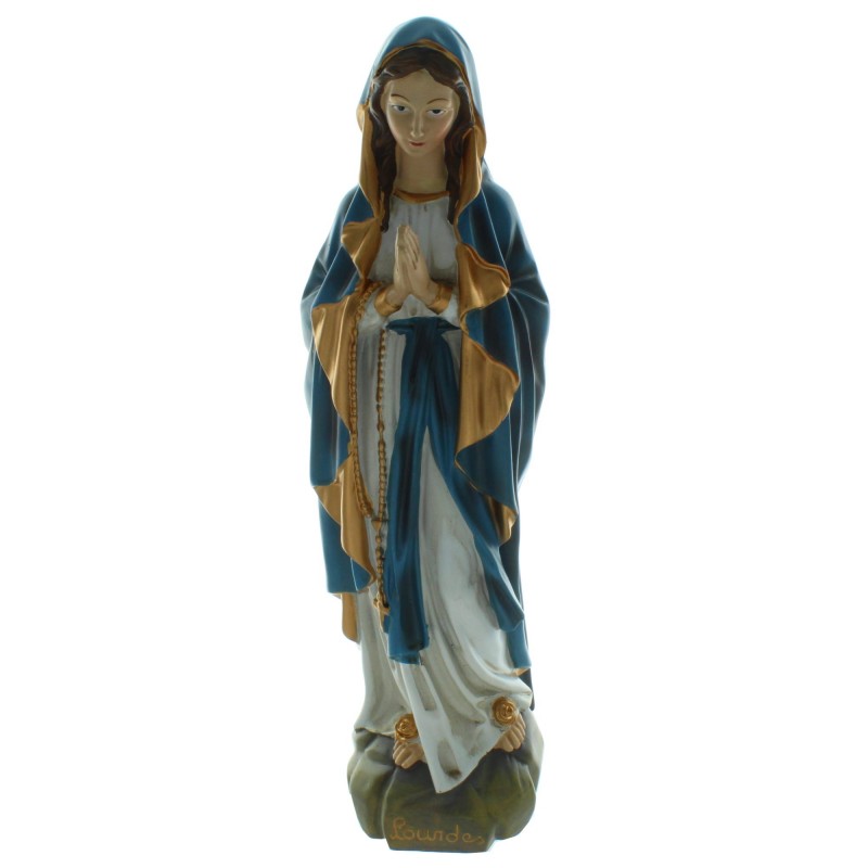 Our Lady of Lourdes Resin statue with blue and gold veil 40cm