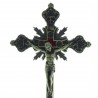 Crucifix métal sur socle style baroque 23cm
