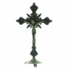 Crucifix métal sur socle style baroque 23cm