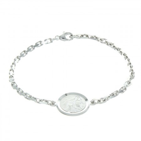 Silver Lourdes Bracelet with double sided medal
