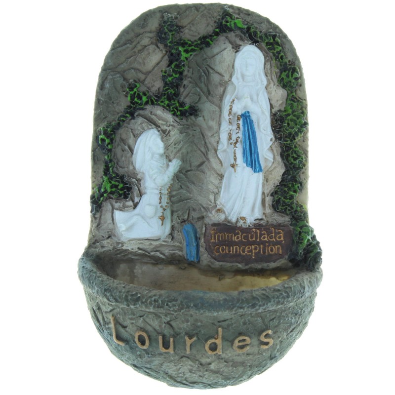 Bénitier de l'Apparition de Lourdes en résine 14cm