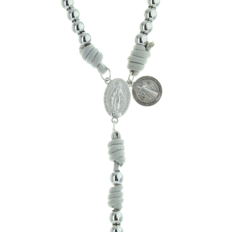 Charme Chapelet Double Face - Crucifix Miraculeux & Médaillon Saint Benoît En Argent