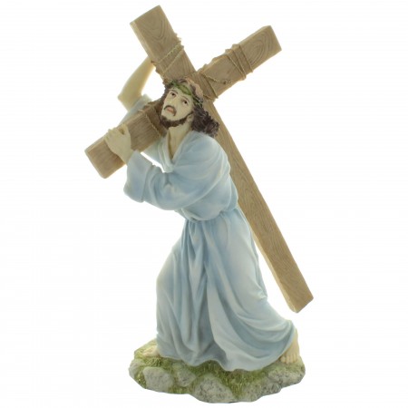 Statue de Jésus portant sa croix en résine 30cm