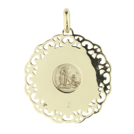Médaille Vierge Marie Et Apparition De Lourdes - Plaqué Or 18 Carats - Bijou De Protection Chrétien