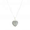 Silver plated set with a heart of Lourdes pendant on a 45cm chain