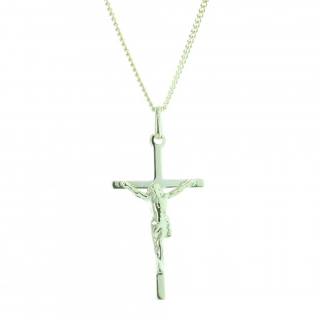 Parure en Plaqué Or avec un pendentif croix avec Christ sur une chaîne de 50cm