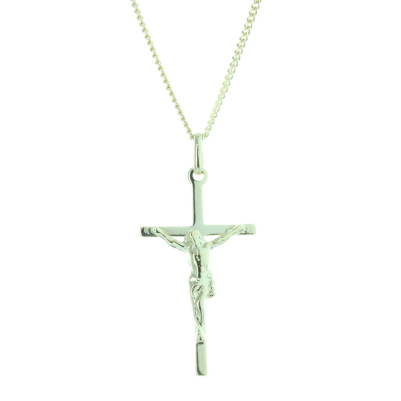 Gold plated set with a cross pendant with Christ on a 50cm chain