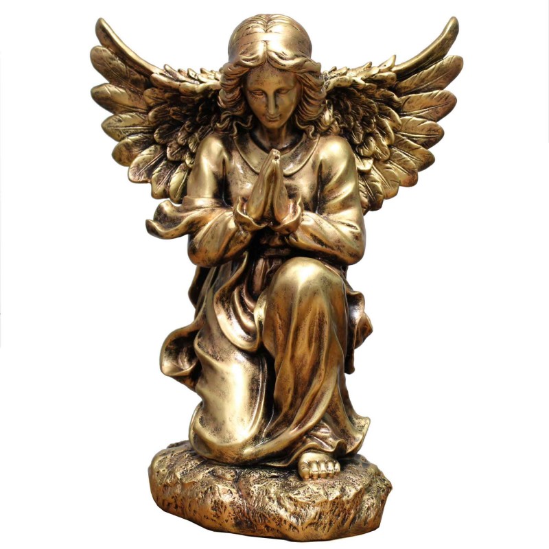 Statue Ange effet bronze priant en résine 50cm