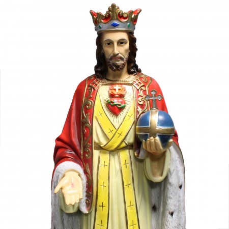 Statua di Cristo Re di grandi dimensioni in resina 118cm
