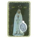 Image religieuse de Notre Dame de Fatima avec une médaille