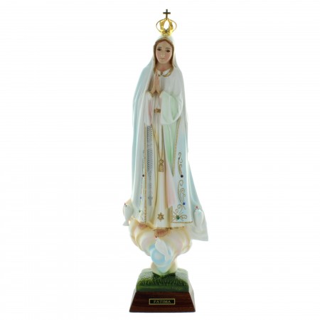 Statue de Notre Dame de Fatima en résine avec des brillants 45cm