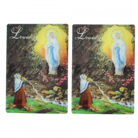 Lot de 2 cartes postales 3D de l'Apparition de Lourdes
