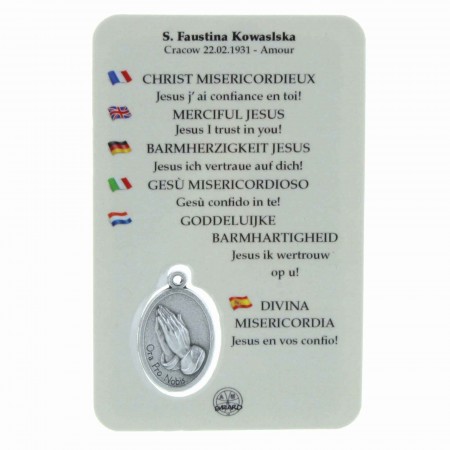 Image religieuse du Christ Miséricordieux avec une médaille