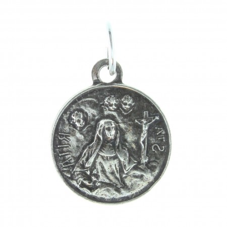 Médaille de Sainte Rita en métal argenté 15mm