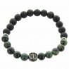 Religious bracelet Black lava and agate stones
