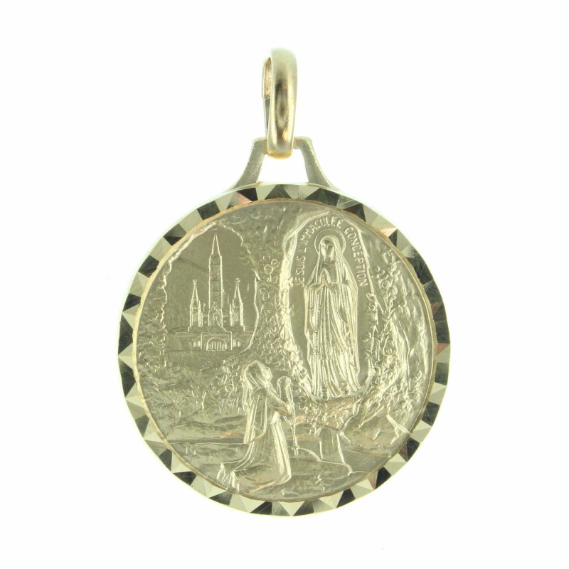 Golden Medal of the Apparition of Lourdes and of Our Lady 26mm