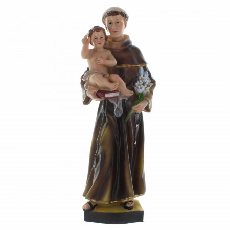 Statue de Saint Antoine à l'Enfant Jésus en résine colorée 30cm