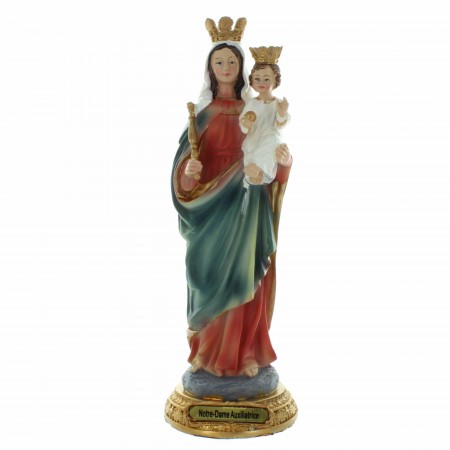 Statue de Notre Dame Auxiliatrice en résine colorée 20cm