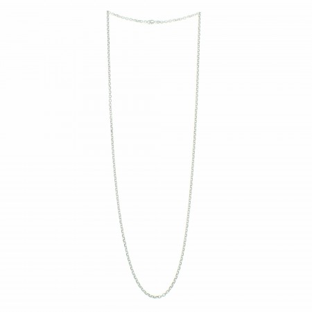 Catena d'argento rodiato con maglia forçat 70cm