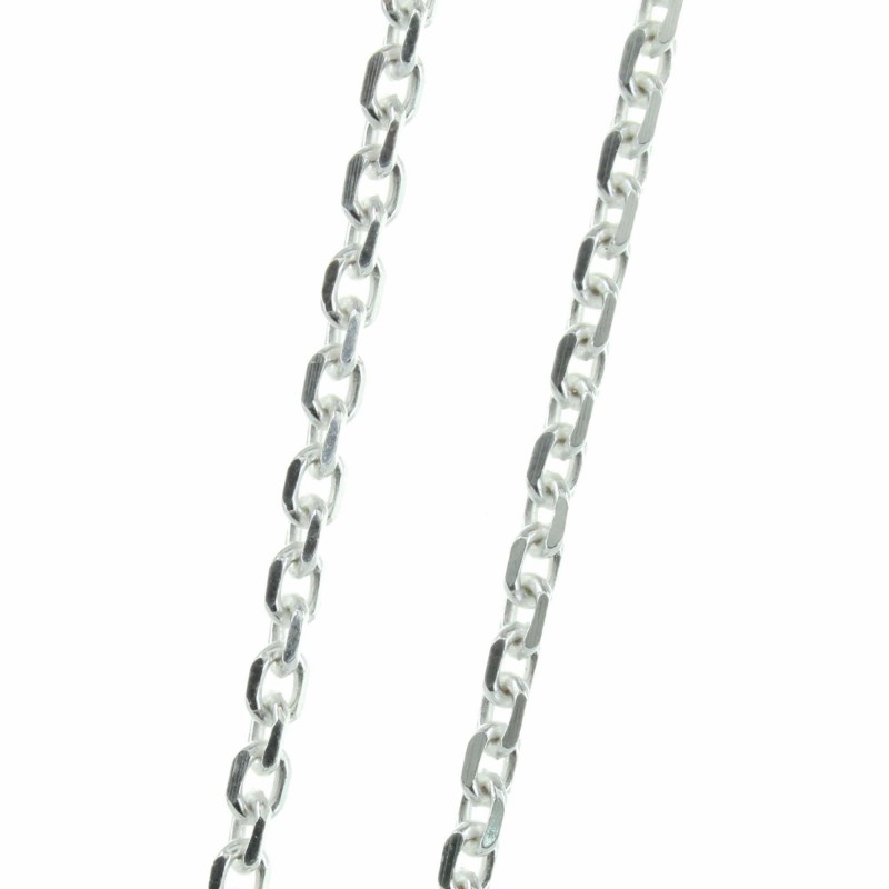 Catena d'argento rodiato con maglia forçat 70cm